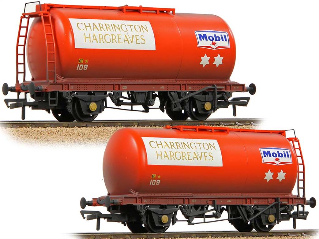 Bachmann OO 37-592A Charrington Hargreaves Mobil 45tonne glw TTA Oil Tank Wagon Red Weathered