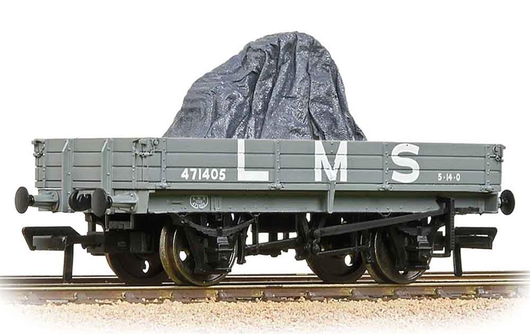 Bachmann OO 37-937 LMS 3 Plank Open Wagon Grey with load