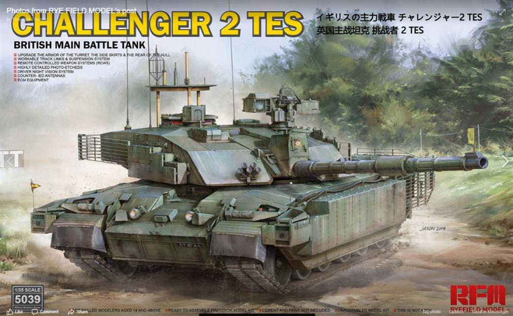 Rye Field Model 1/35 RM5039 Challenger 2 TES British Main Battle Tank Kit