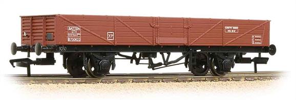 A highly detailed model of the BR standard design of long tube wagon as running during the TOPS lettering ear from the mid-1970s. Painted in the later goods brown livery this model carries the TOPS panel and code STV.This wagon type was originally designed in 1925 by the LMS for the carriage of long light loads. Batches were also built by the LNER and GWR.  The first BR design was diagram 1/448, appearing from Darlington in 1954. This was similar to the LMS design but with the wheelbase and body length slightly increased. 2350 wagons were built to this design over the next seven years, all but the first 450 being vacuum braked from new. These models have loads of great features, including spindle and OLEO buffer options, two types of axle box (both oil and HYBOX) and bodies with plain or battered floors. In addition, they also feature fixed axles and a close coupling device.Era 4-5 1948-1966