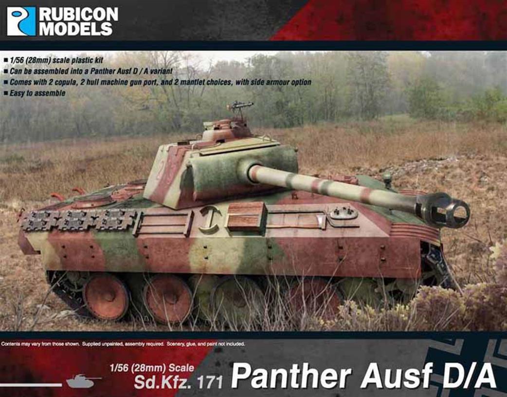Rubicon Models 280014 German Panther Ausf D/A Tank Plastic Model Kit 1/56 28mm