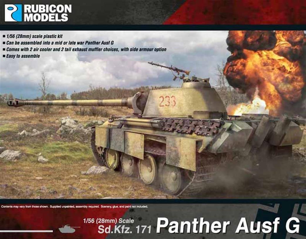 Rubicon Models 1/56 28mm 280015 German Panther Ausf G Medium Tank Plastic Model Kit