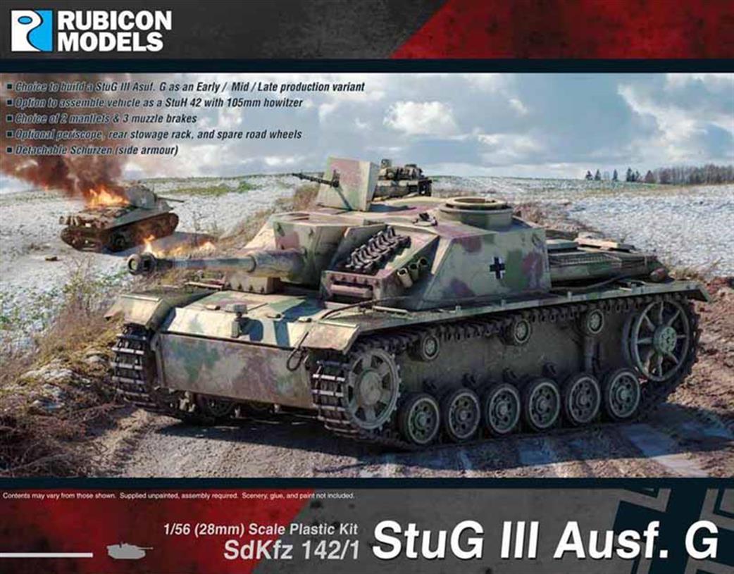 Rubicon Models 1/56 28mm 280017 German StuG III Ausg G Self-Propelled Assault Gun Plastic Model Kit