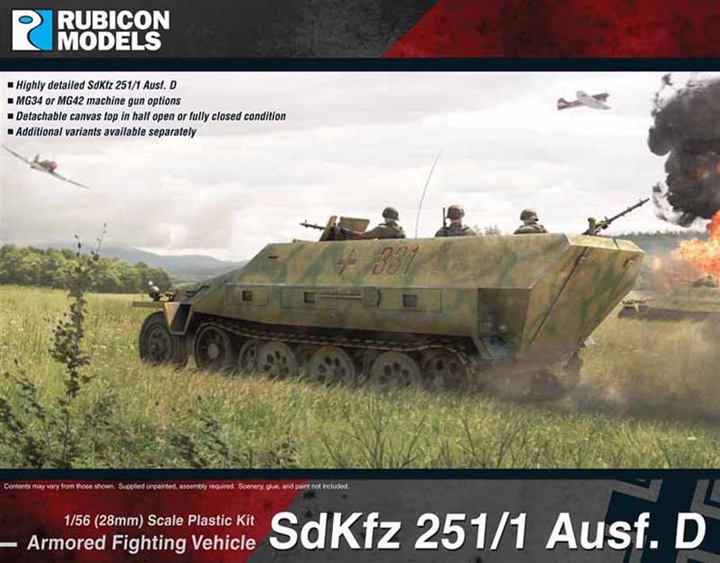 Rubicon Models 280018 German SdKfz 251/1 Ausf D Plastic Model Kit 1/56 28mm