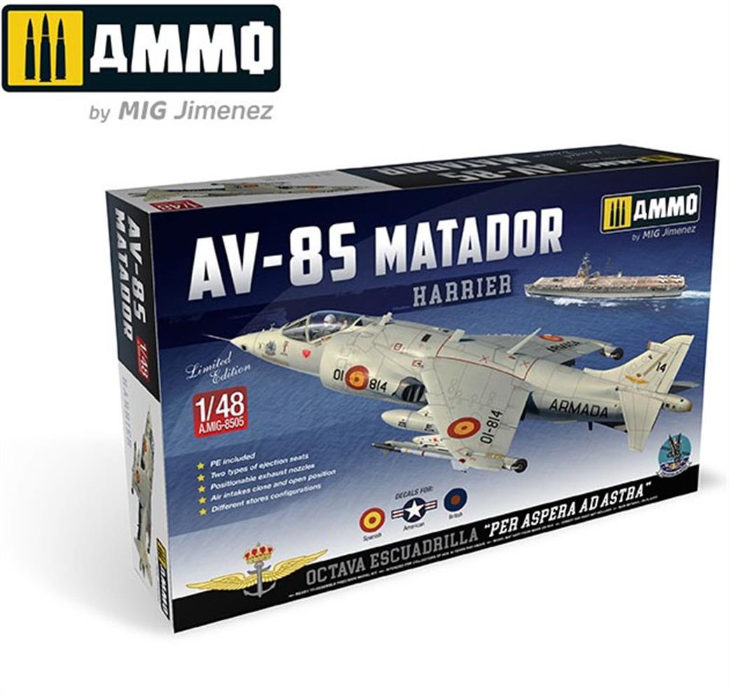 Ammo of Mig Jimenez 1/48 A.MIG-8505 AV-8S Matador Harrier VTOL Jet Aircraft Kit