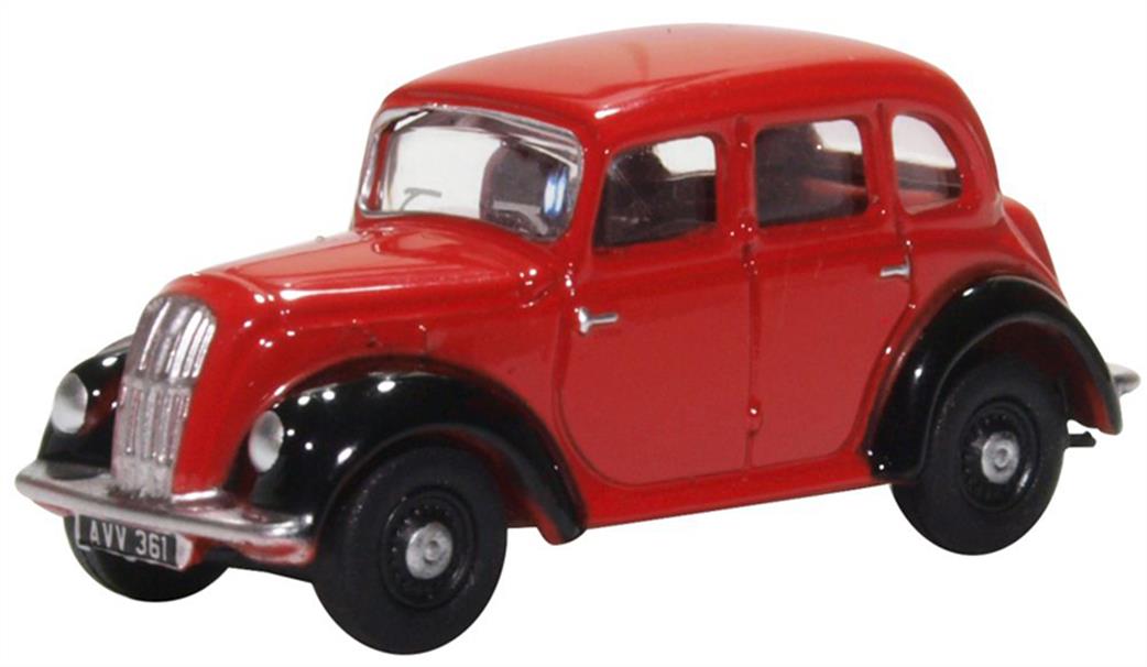 Oxford Diecast 1/76 76MES006 Morris Eight Saloon Red & Black