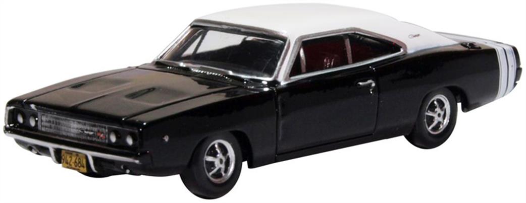 Oxford Diecast 1/87 87DC68003 Dodge Charger 1968 Black/White