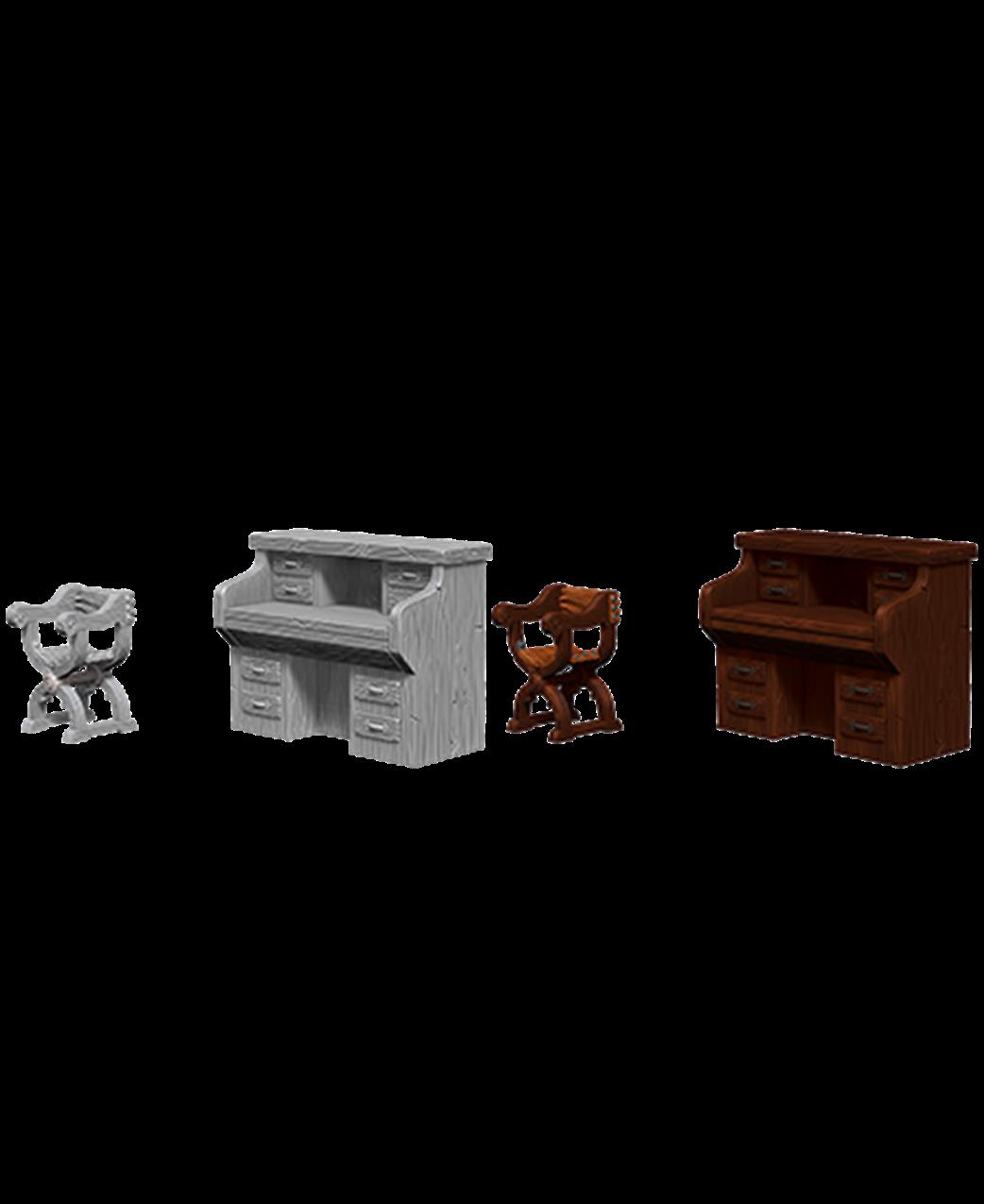 Wizkids  73362 Desk & Chair: Pathfinder Deep Cuts Unpainted Miniatures
