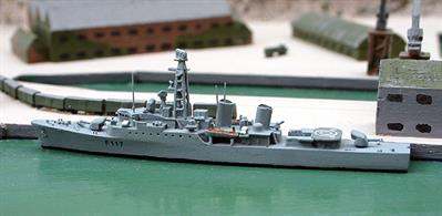 Model announced for Spring 2019, the Tribal class frigate  Ashanti was built by Yarrow &amp; Co. Ltd in Glasgow. The Tribals were 2300 ton displacement and 110m long, carrying 2 x 4.5" guns, 2 x Sea Cat systems, 1 x Mortar and a Wasp helicopter. Primarily intended for service in the Caribean or Far East.A welcome addition to Albatros's range!
