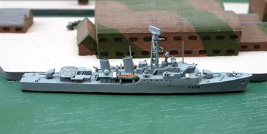 Model announced for Spring 2019, the Tribal class frigate Eskimo was built by White &amp; Co. Ltd. The Tribals were 2300 ton displacement and 110m long, carrying 2 x 4.5" guns, 2 x Sea Cat systems, 1 x Mortar and a Wasp helicopter. Primarily intended for service in the Caribbean or Far East.A welcome addition to Albatros's range!