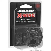 With the First Order poised to usher in a new era of galactic dominance, it's time to display your loyalty. With the First Order Maneuver Dial Upgrade Kit, you can move out of the Empire's shadow and further customize your X-Wing Second Edition squadron. These upgraded plastic maneuver dials signal your allegiance to the First Order while enhancing the aesthetic look of your squadron. As you secretly plot your maneuvers each round, these kits house a ship’s dial within a secure plastic housing. Additionally, the kits include a space on the back to insert a dial ID token, making it easy to differentiate between your ships in the middle of a game.