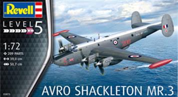 Revell 03873 1/72th AVRO Shackleton MR3 Aircraft KitNumber of Parts 209  Length 390mm  Height 104mm  Wingspan 507mm