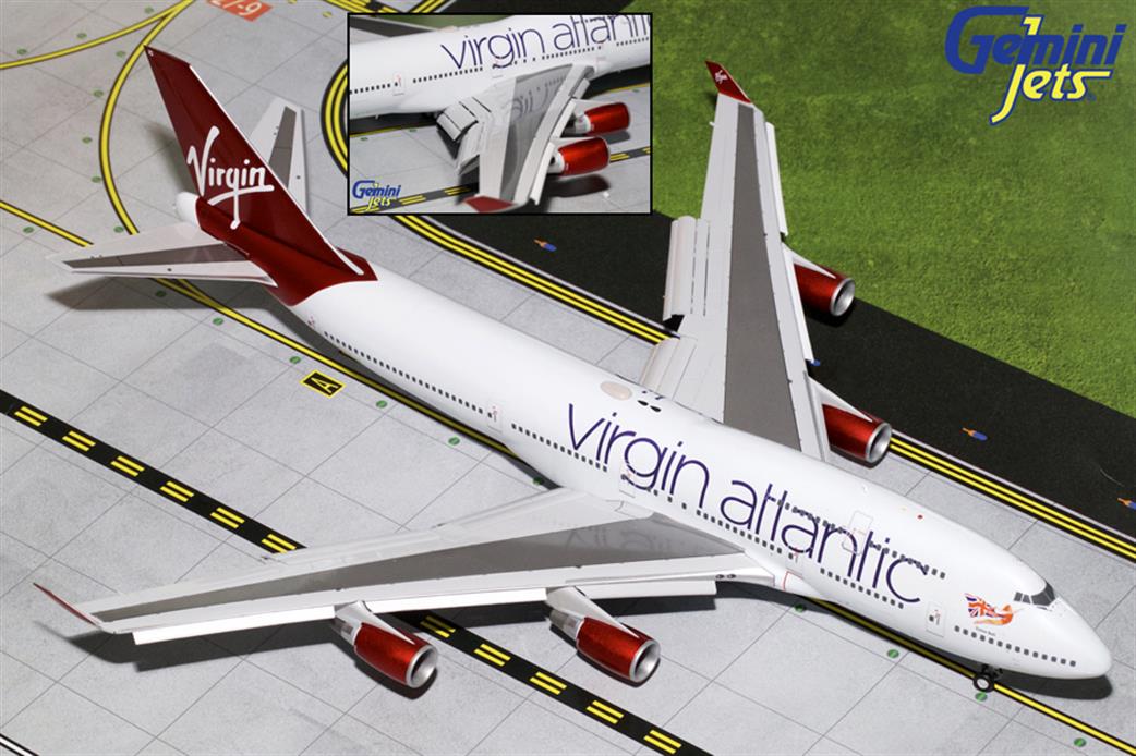 Gemini Jets 1/200 G2VIR766F Virgin Atlantics B747-400 G-VBIG with Flap Down Airliner Model