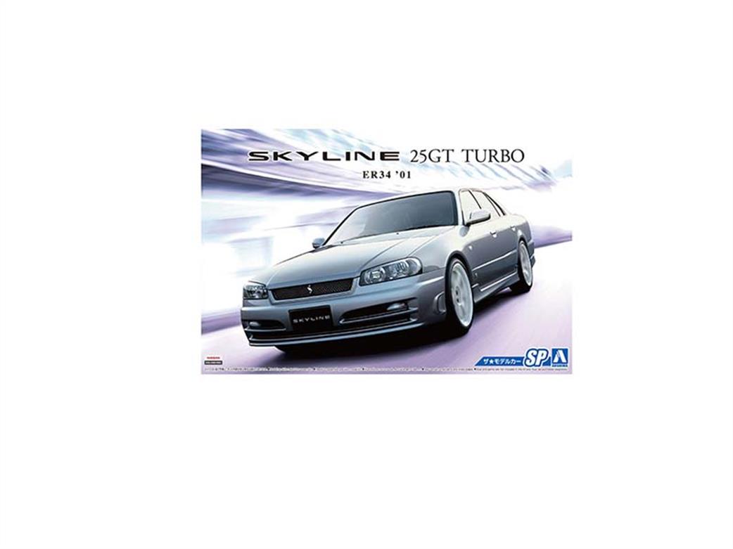 Aoshima 05596 Nissan ER34 Skyline 25GT Turbo 01 with Custom Wheels Car Kit 1/24