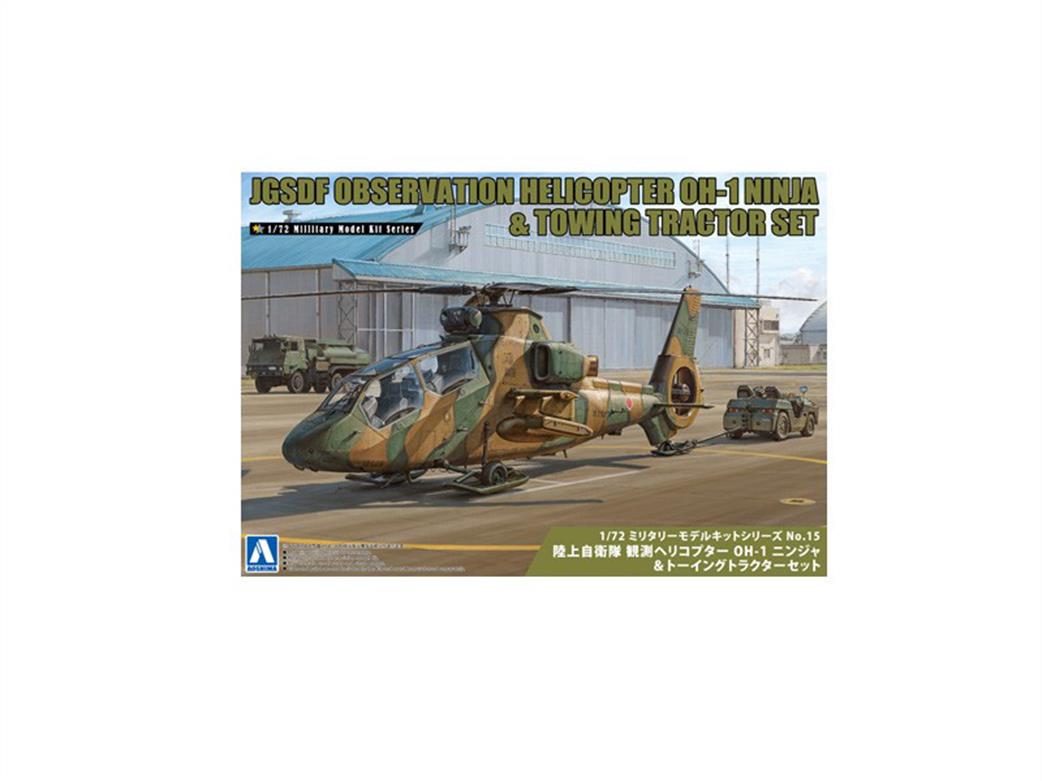 Aoshima 01435 Japan Ground SDF OH-1 Ninja Observation Helicopter with Utility Vehicle 1/72