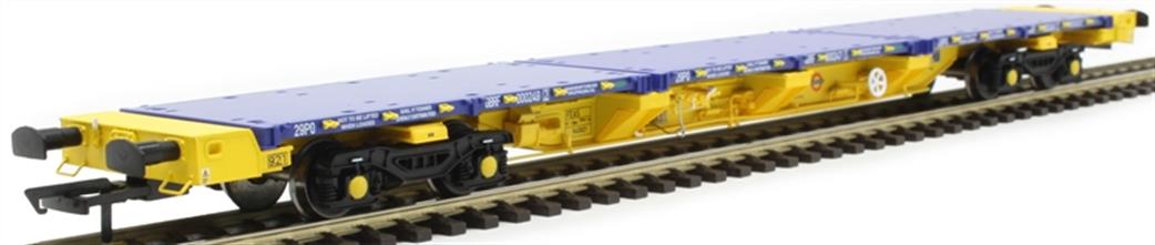 Hattons OO H4-FEAS-005 FEA-S Intermodal Wagon GBRf / Metronet Yellow with Track Panel Carriers