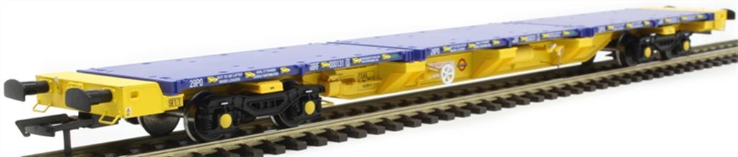 Hattons H4-FEAS-006 FEA-S Intermodal Wagon GBRf / Metronet Yellow with Track Panel Carriers OO