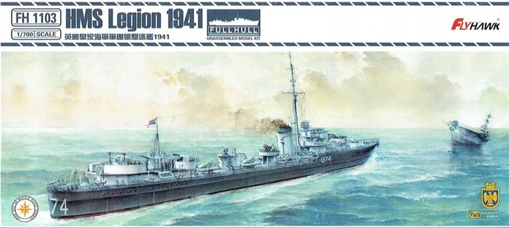 Flyhawk FH1103 HMS Legion 1941 L Class Destroyer Plastic Model