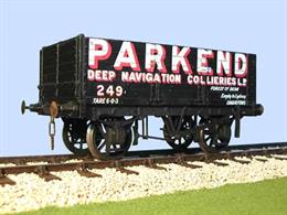 A detailed model kit of a 6 plank open mineral wagon with side and end doors built by the Gloucester Railway Carriage and Wagon Company wagon to the RCH 1887 design with pre-printed sides lettered for the Parkend Deep Navigation Collieries in the Forest of Dean. The sides are finished in the style recorded for a batch of 50 wagons built by the Gloucester RC&amp;W Co in 1893, numbered 249-309.Supplied with metal wheels, 3 link couplings and sprung buffers.