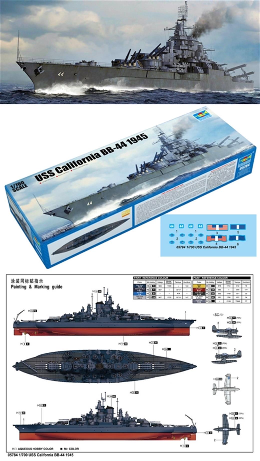 Trumpeter 05784 USS California BB-44 1945 Battleship Kit 1/700