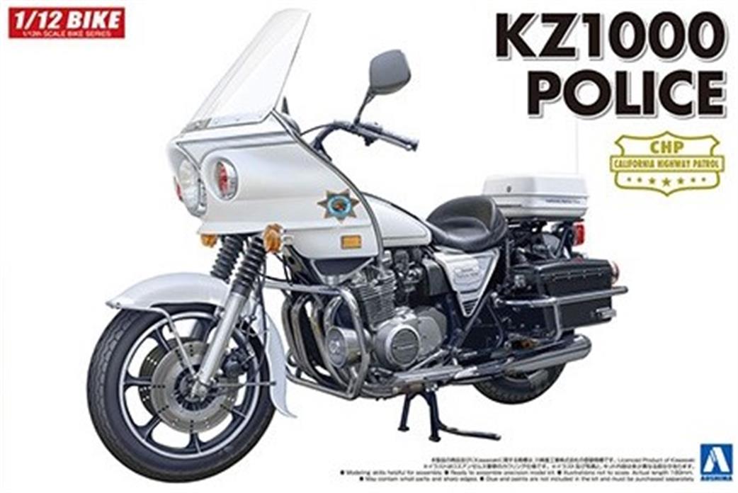 Aoshima 05459 Kawasaki KZ1000 CHiPS Police Motorcycle Kit 1/12