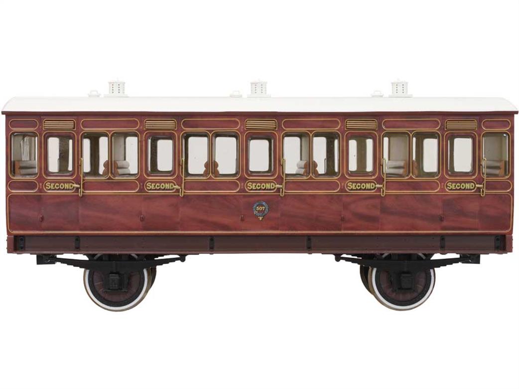 Dapol O Gauge 7P-020-200 LB&SCR Stroudley Second Class Suburban Type 4 Wheel Coach 507 Varnished Mahogany RTR