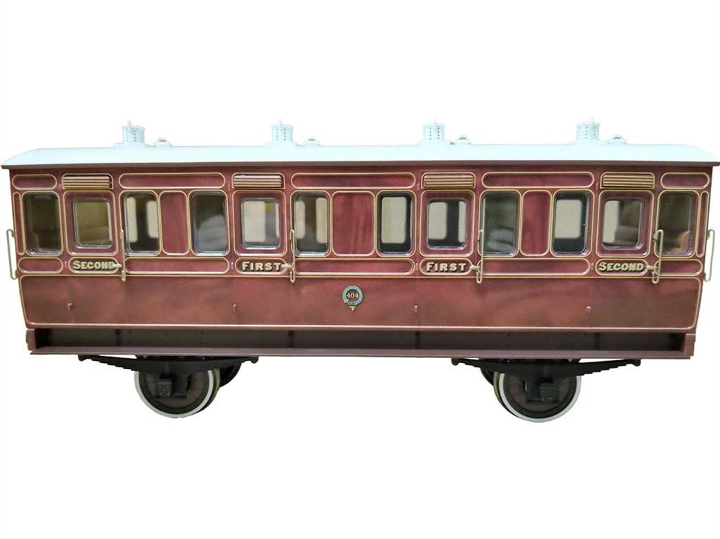 Dapol O Gauge 7P-020-300 LB&SCR Stroudley Composite Suburban Type 4 Wheel Coach 404 Varnished Mahogany RTR