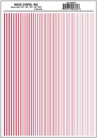 Red stripe dry transfer sheet.Stripe widths 0.01, 1/64, 0.022, 1/32, 5/64in. Approximately 0.25, 0.39, 0.55, 0.79 and 1.2mm.One sheet: 5 5/8 x 8 1/4in (14.2 cm x 20.9 cm)