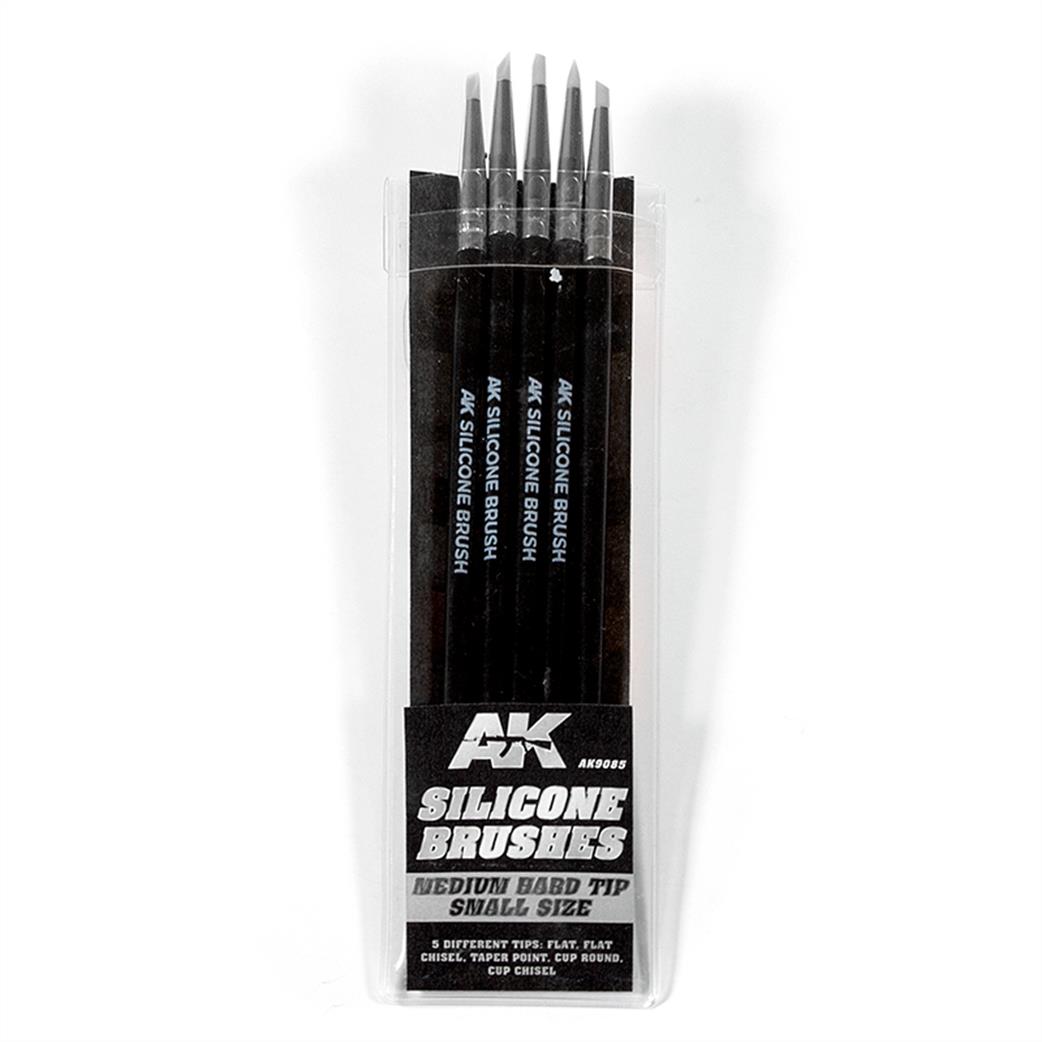 AK Interactive  AK9086 Silicone Brushes Medium Hard Tip Medium Size