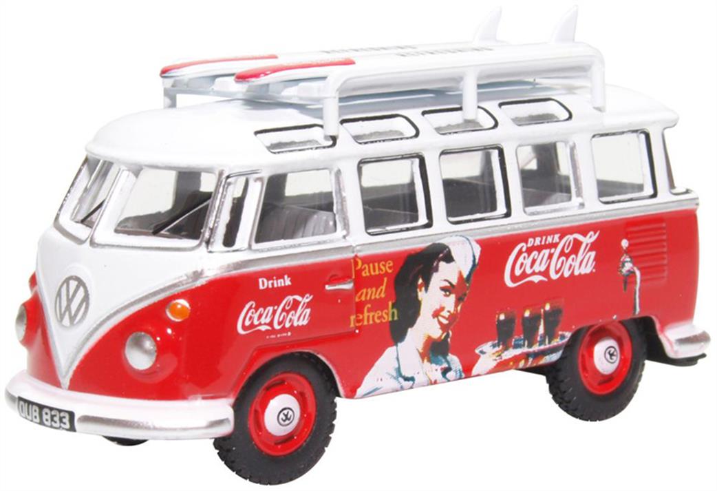 Oxford Diecast 1/76 76VWS008CC VW T1 Bus and Surfboards Coca Cola