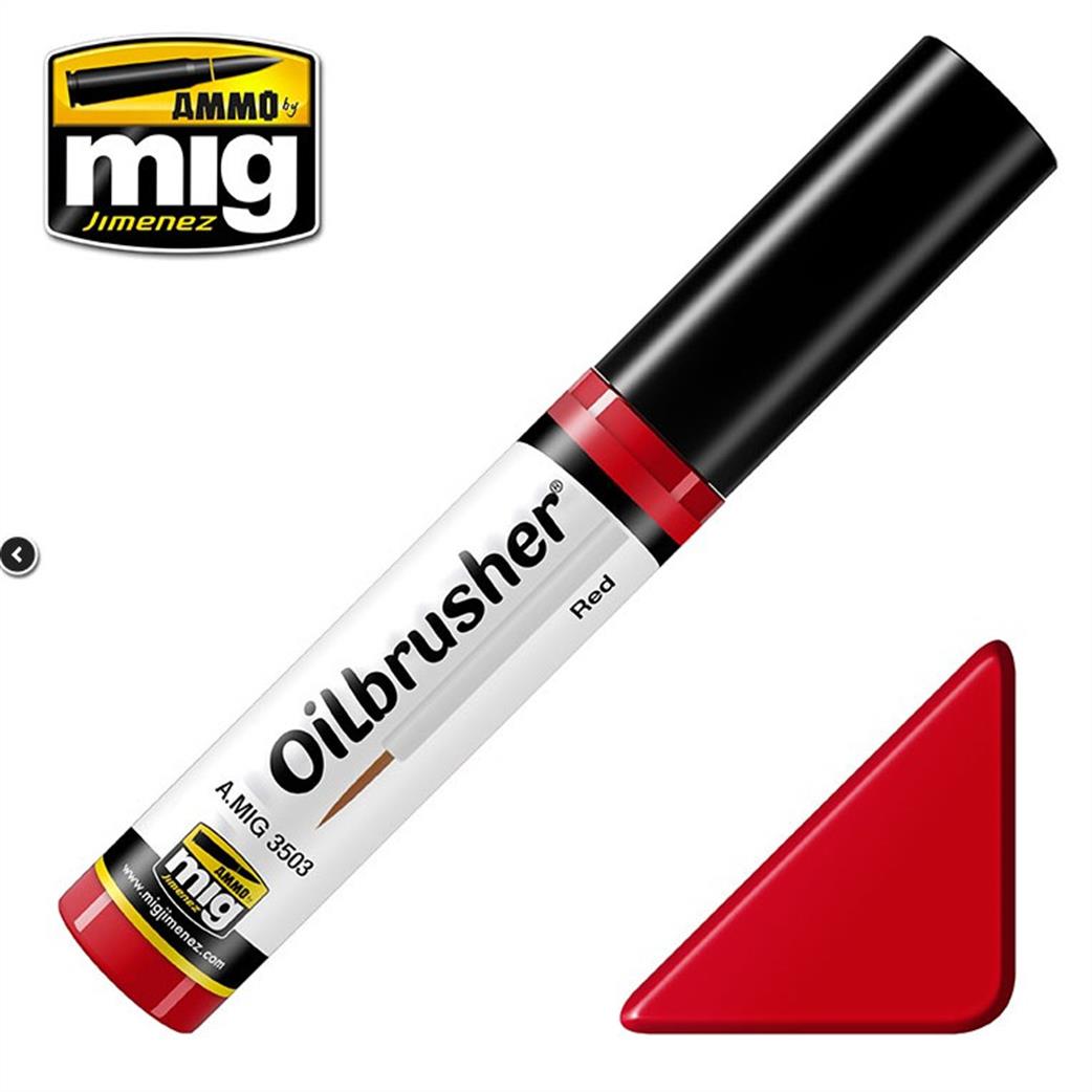 Ammo of Mig Jimenez  A.MIG-3503 Red Oilbrusher 10ml Oil paint with fine brush applicator