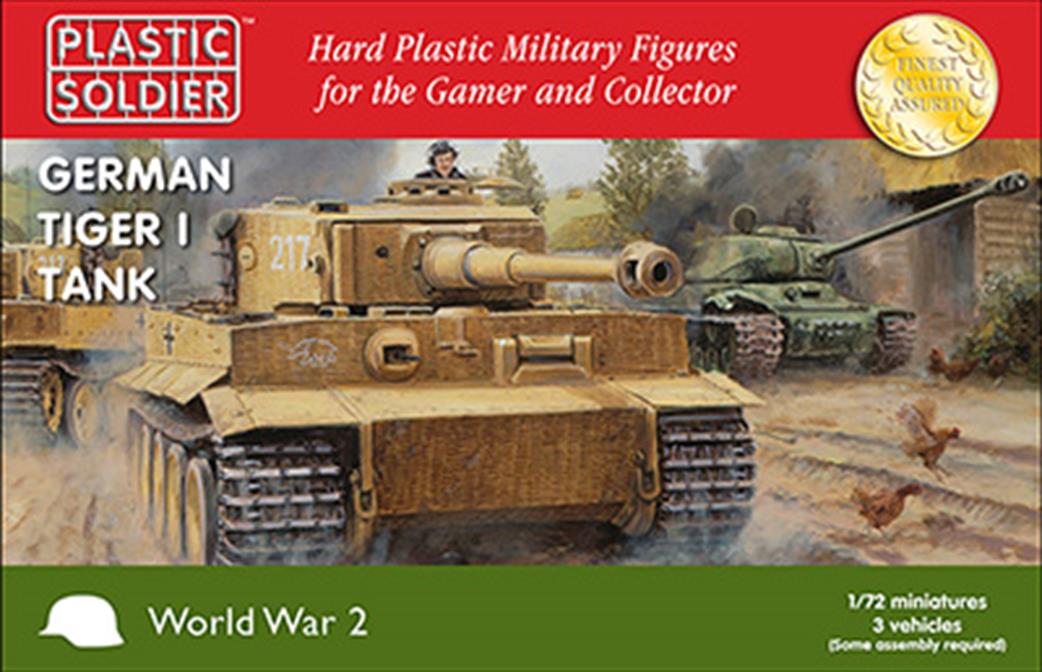 Plastic Soldier 1/72 WW2V20032 German Tiger 1 Tank Pack of 3