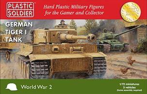 Easy Assembly plastic injection moulded 1/72nd German Tiger I tank. Three vehicles in the box and each sprue gives options to build either a early (including tropical air filter), mid or late production version and comes with 3 crew figures and a variety of stowage