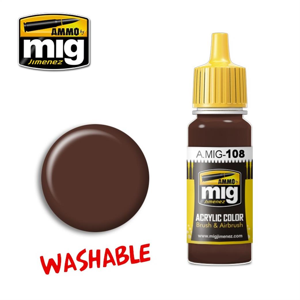 Ammo of Mig Jimenez  A.MIG-108 108 washable Mud Acrylic Color 17ml Paint