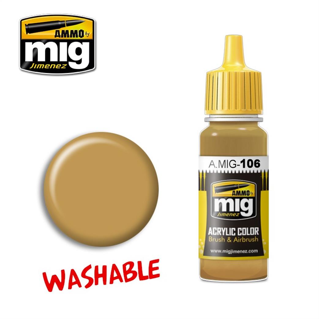 Ammo of Mig Jimenez  A.MIG-106 106 washable Sand Acrylic Color 17ml Paint