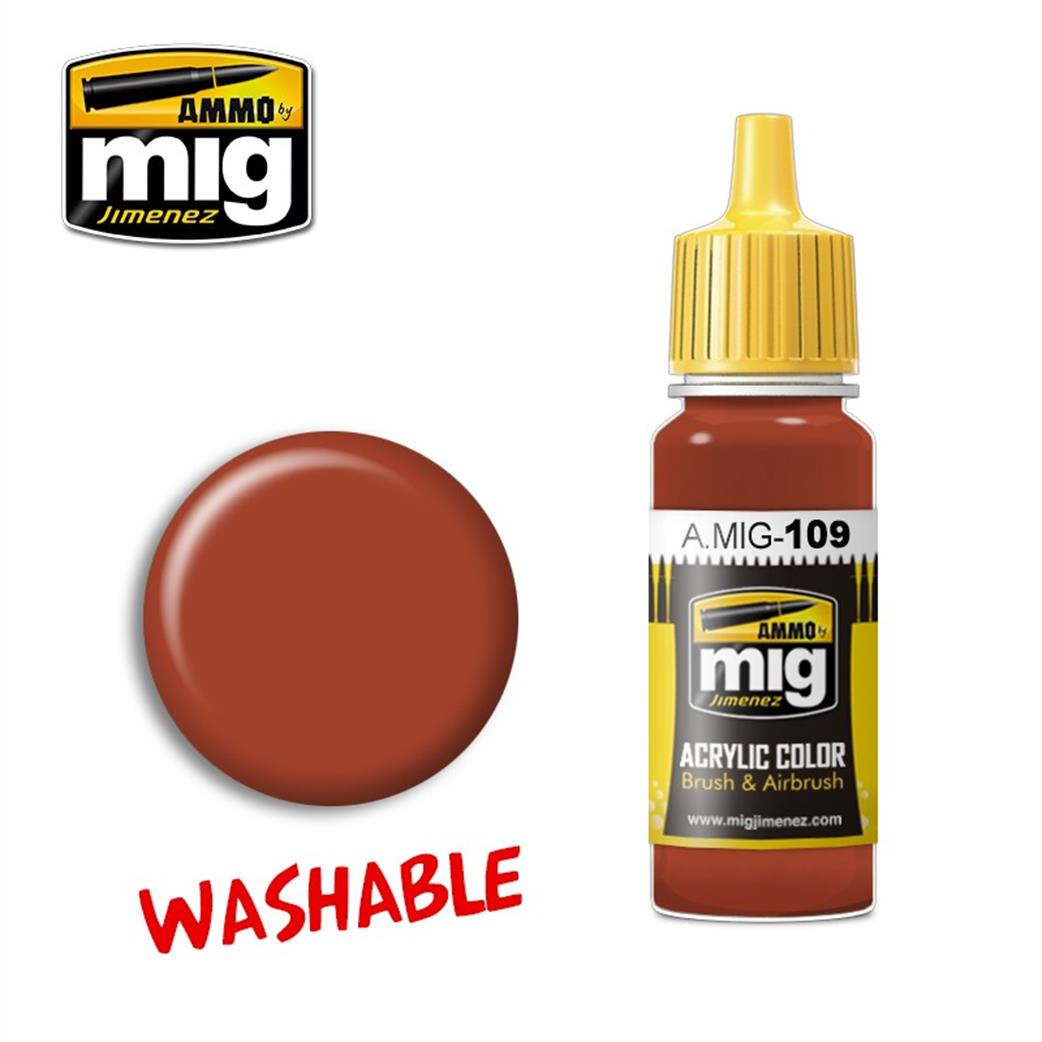 Ammo of Mig Jimenez  A.MIG-109 109 washable Rust Acrylic Color 17ml Paint