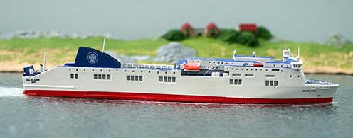 A 1/1250 scale model of Baltic Amber in DFDS service by Rhenania Junior RJ260 DFDS.