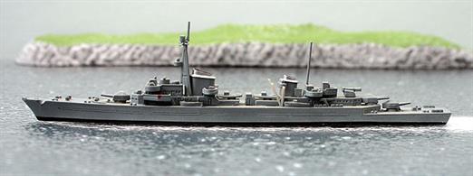 A second-hand 1/1250 scale waterline model of a 1939 proposed scout cruiser for the Kriegsmarine by Hansa S183. The model is in very good condition, see photograph.