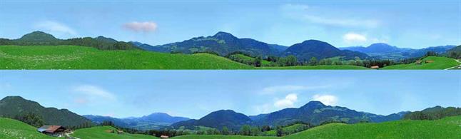 3-metre long photographic backscene sheet featuring a view of the Bavarian hills with chalet style buildings. Suitable for many central European scenes across rural German, Austria and Switzerland.Scaled for OO/HO gauges. 15 inch high x 3 metres long. Supplied in 2 1.5 metre sections.