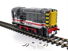 Detailed model of BR Southern region class 09 diesel shunting locomotive 09012 named Dick Hardy and finished in the engineering departments grey livery.This locomotive carries the high level air brake connections used to shunt EMU stock.