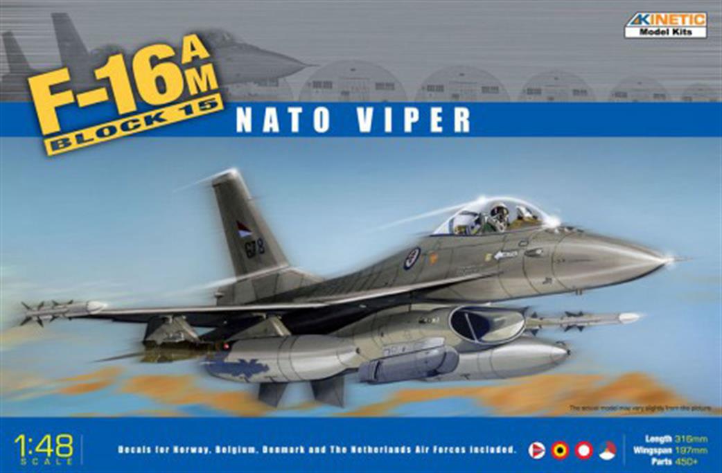 Kinetic Models 1/48 K48002 F-16AM Block 15 NATO Viper Jet Fighter Kit