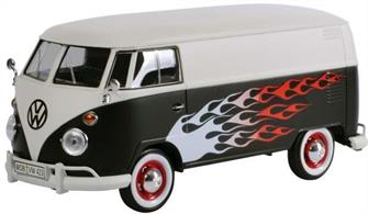 79566 VW T1 Van Black &amp; White with Flames