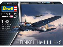 Revell 03863 1/48th Heinkel He111 H-6 Aircraft KitNumber of Parts 325   Length 344mm   Wingspan 471mm