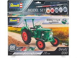 Revell 67821 1/24th Deutz D30 Tractor Kit Model SetNumber of Parts 96  Length 131mm  Width 68mm  Height 84mm
