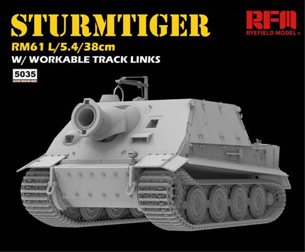 Rye Field Model 1/35 RM5035 Sturmtiger RM61 L/5.4/38cm with Workable Track Links