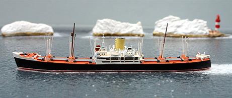 A 1/1250 scale metal model of New Zealand Line freighter Haparangi by Solent Models SOM15.