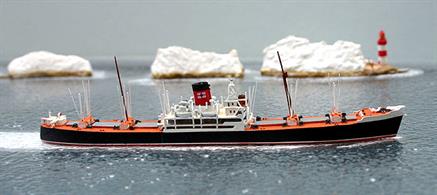 A 1/1250 scale metal model of Federal Line fast freighter Hertford by Solent Models SOM 15.