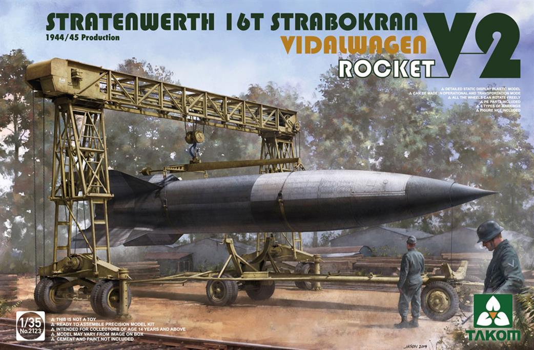 Takom 1/35 2123 Stratenwerth 16t Strabokran 1944/45 Production with V-2 Rocket & Vidalwagen Kit