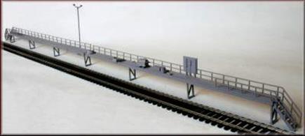 Industrial raised catwalk walkway set with decking railings, steps and cast supports.Will make up to 600mm of walkway with railings one side or 300mm with railings both sides.
