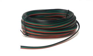 5m of Red/Green/Black tripled wire. Ideal for model railway point motor use and helpful when trying to keep wiring tidy.Each wire includes 14 strands of 0.15mm diameter wire.